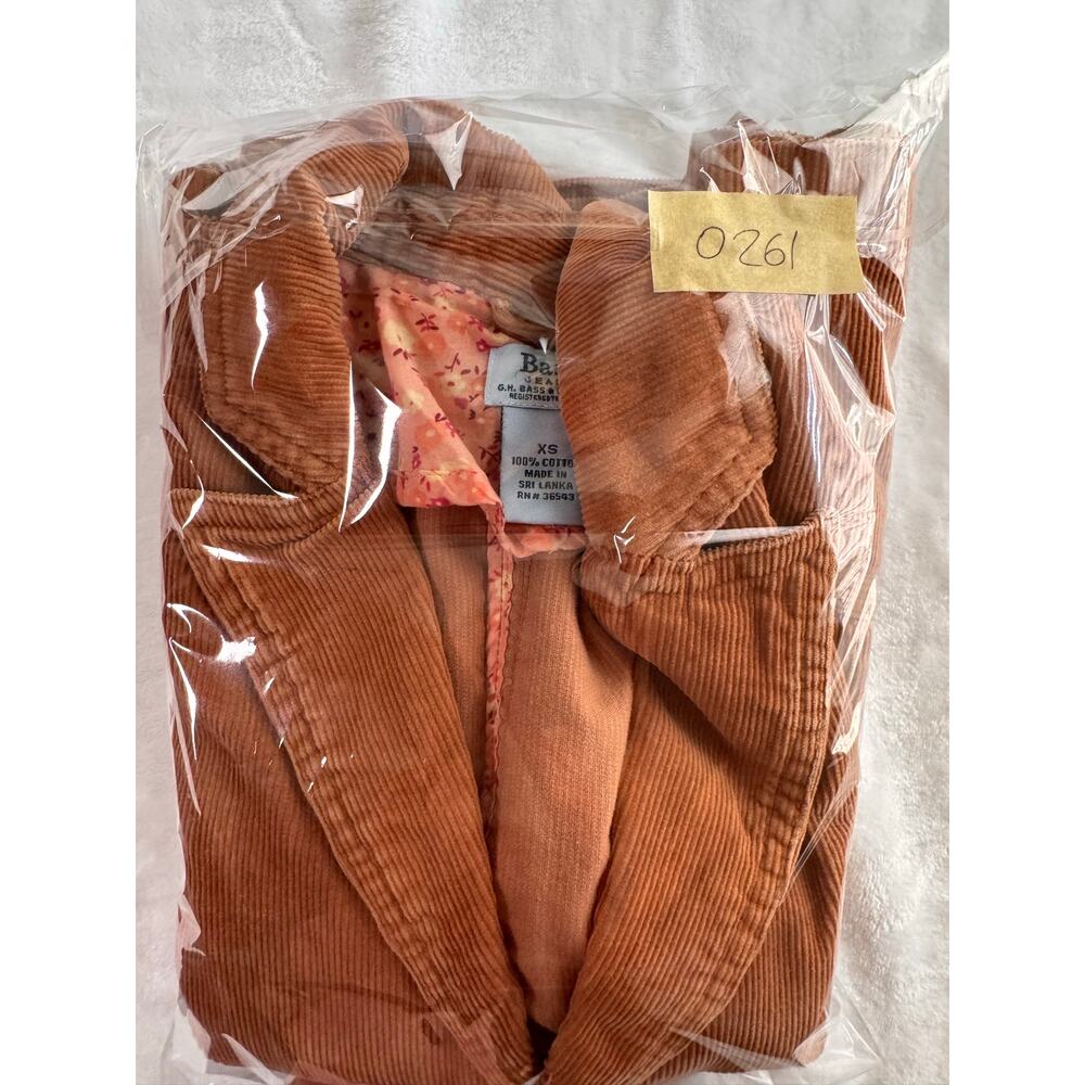 Vintage Y2K Bass Jeans XS Corduroy Blazer Jacket Cognac Tan Floral Lined - Picture 10 of 10